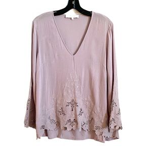 ASTR The Label Light Purple Lace Illet Blouse